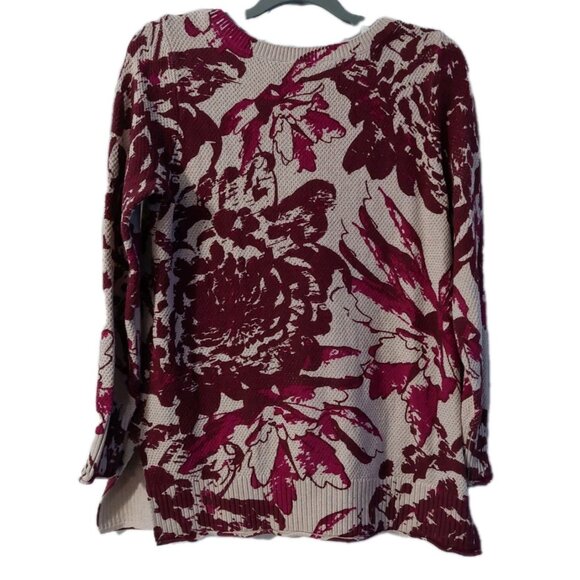 Soft surroundings Womens Shirt Size Medium Knit Cream Red Floral Pullover - Picture 2 of 7